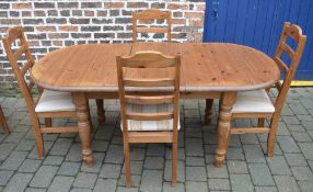 Pine draw leaf dining table and four cha