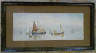 Watercolour of sailing boats by Hilda M