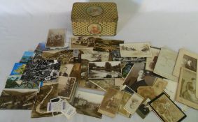 Queen Victoria tin box with assorted pos