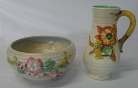 Clarice Cliff Newport bowl d 20 cm & jug