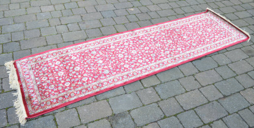 Red ground Kashmir runner floral design