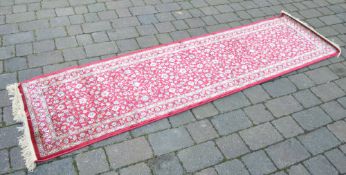 Red ground Kashmir runner floral design