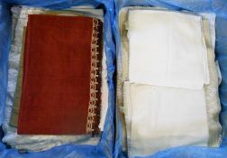 2 boxes of assorted linen, towels, table