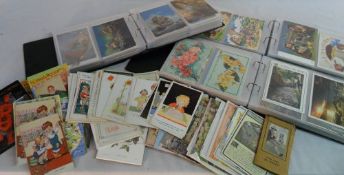 Assorted postcard albums and loose cards