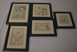 5 framed 'Louis Wain' cat prints