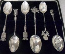 Cased spoons - 3 sterling silver & 3 whi