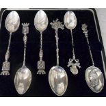 Cased spoons - 3 sterling silver & 3 whi