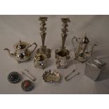 S.P inc candlesticks, teapot, coffee pot