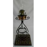 Brass lamp and chess set