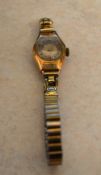 9ct gold ladies wrist watch with rolled