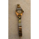 9ct gold ladies wrist watch with rolled