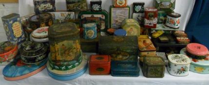 Lg collection of tins inc Huntley & Palm