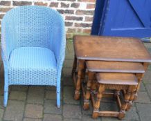 Nest of tables & Lloyd Loom chair