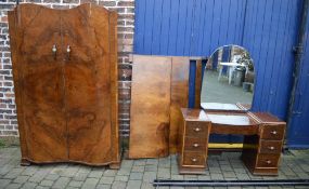 Art Deco walnut veneered bedroom suite c