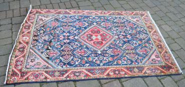 Hand woven Persian Hamadan blue ground 1