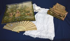 Baby gown with bonnet, tapestries & silk