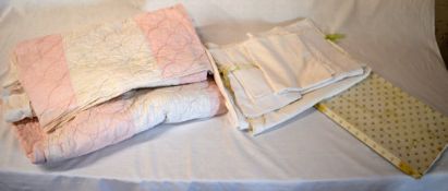 Various old fabrics & linens inc pillow