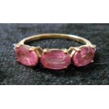 9ct gold 'hot pink' sapphire & diamond r