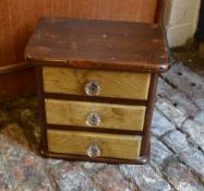 Miniature chest of drawers & contents in