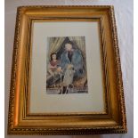 Framed watercolour of a gypsy and child