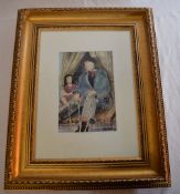 Framed watercolour of a gypsy and child