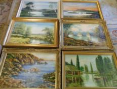 6 oil on canvas landscape paintings by L