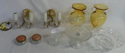 Assorted glassware inc wall lights and c