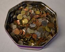 Assorted foreign coins including Euros &