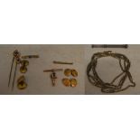 9ct gold cufflinks, pin and T bar & cost