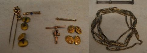 9ct gold cufflinks, pin and T bar & cost