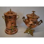 Copper & brass hot water urn & samovar