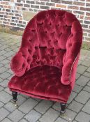 Red tub chair with high button back & tu