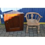 Small corner cupboard & Windsor chair (w