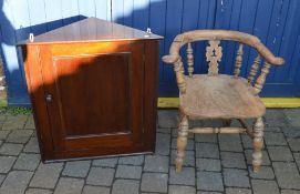 Small corner cupboard & Windsor chair (w