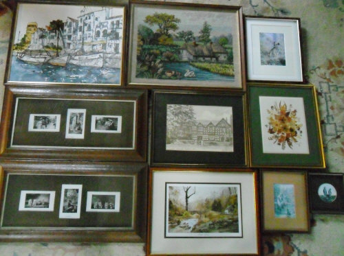 Assorted prints, tapestry & framed Edwar