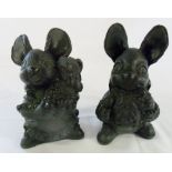 Pair of Pendelfin cold cast bronze mothe