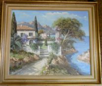 Oil on canvas 'Cote D'Azur' by L Potrona