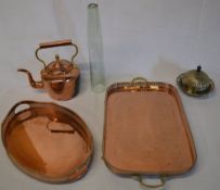 Copper trays, copper kettle, glass chimn