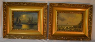 Pr of oil on board Flemish sea scapes, s