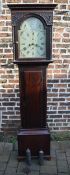 Ross of Glasgow (1790-1800) 8 day longcase clock with mah case & blind fretwork to hood