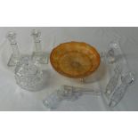 Assorted glassware inc candlesticks & ca