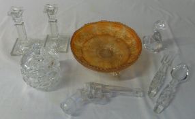 Assorted glassware inc candlesticks & ca