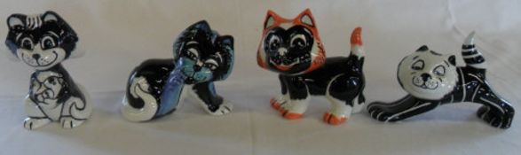 4 Lorna Bailey cat figures