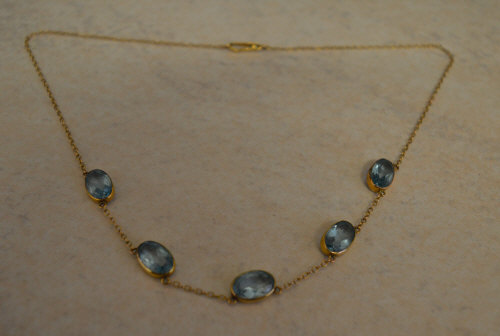 9ct gold & aquamarine pendant necklace