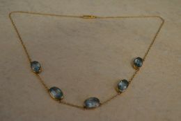 9ct gold & aquamarine pendant necklace