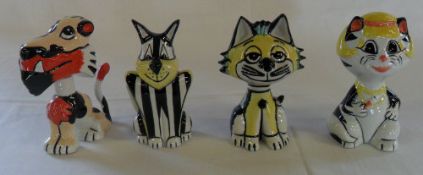 4 Lorna Bailey cat figures