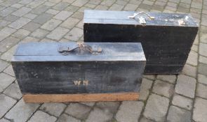 2 wooden carpenters boxes