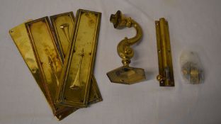 Brass fingerplates, bolt & light fitting