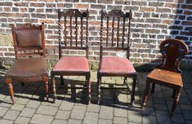 Pair of oak drop seat chairs, Victorian