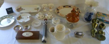 Various ceramics, brass fire ends & ligh